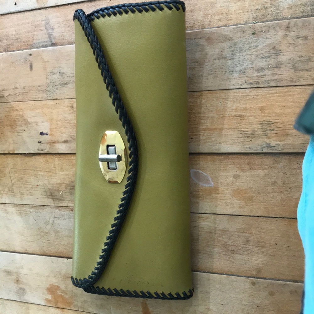 VINTAGE gold leather clutch purse
